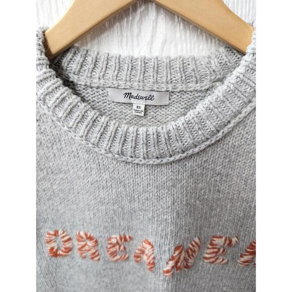Madewell Dreamer Embroidered Keaton Pullover Gray Sweater Alpaca Size XS - Picture 4 of 6